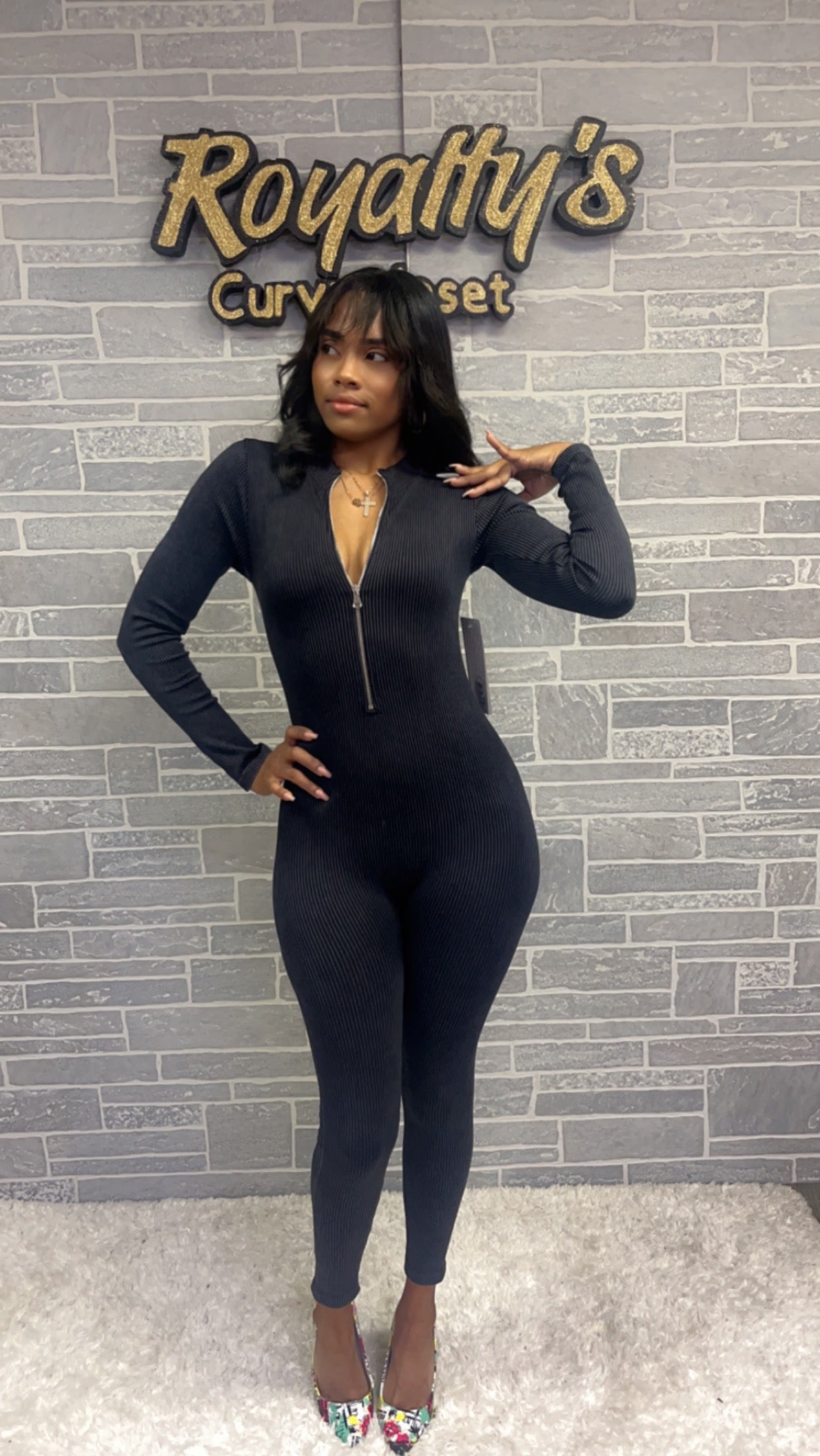 Black Zip it Jumpsuit