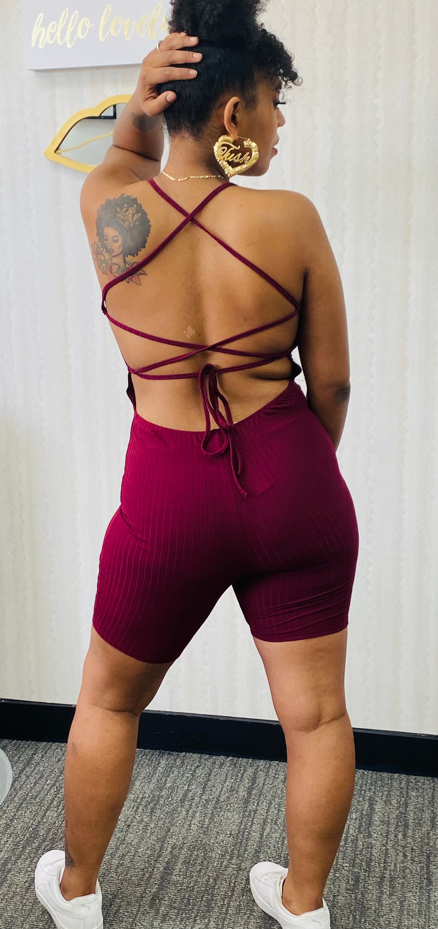 Violet ribbed romper